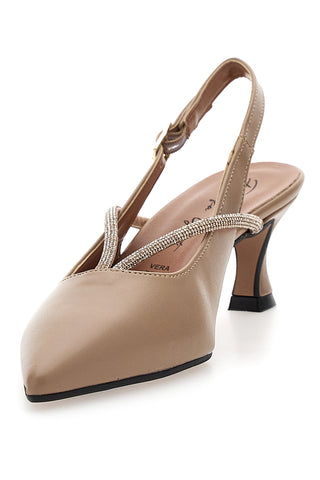 Décolleté beige a punta con cinturino gioiello Francesca Gritti 150