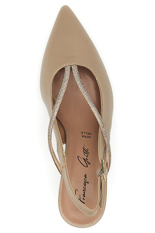 Décolleté beige a punta con cinturino gioiello Francesca Gritti 150