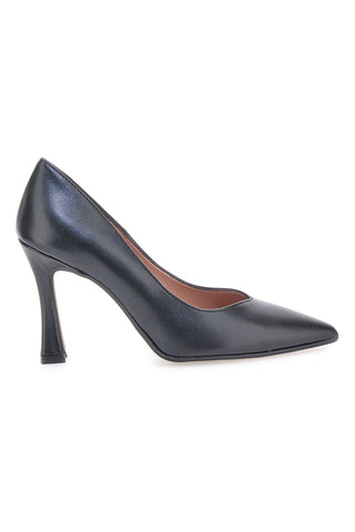 Schwarze Pumps aus echtem Leder mit Spool-Absatz Francesca Gritti 157