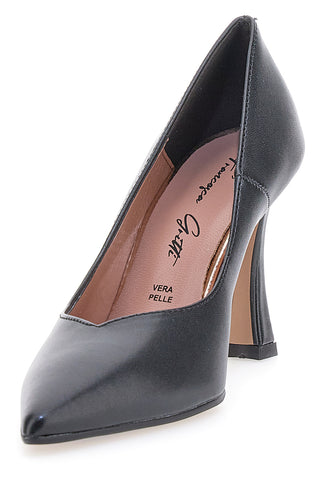 Décolleté nere in vera pelle con tacco rocchetto Francesca Gritti 157