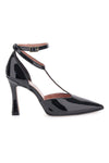 Francesca Gritti P7044 Pumps mit Knöchelriemen aus schwarzem Lackleder