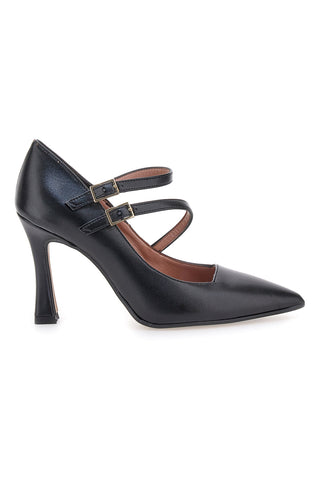 Schwarze Pumps mit Doppelriemchen und Spool-Absatz Francesca Gritti 173