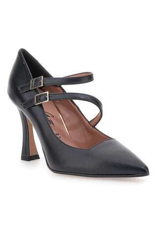 Schwarze Pumps mit Doppelriemchen und Spool-Absatz Francesca Gritti 173