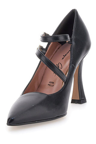 Schwarze Pumps mit Doppelriemchen und Spool-Absatz Francesca Gritti 173