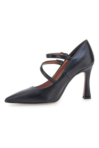Schwarze Pumps mit Doppelriemchen und Spool-Absatz Francesca Gritti 173