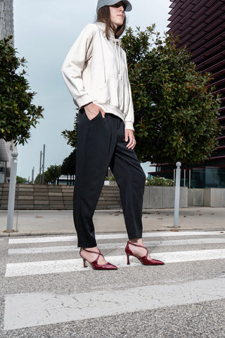 Décolleté bordeaux verniciate con cinturini incrociati e tacco a rocchetto Francesca gritti A78