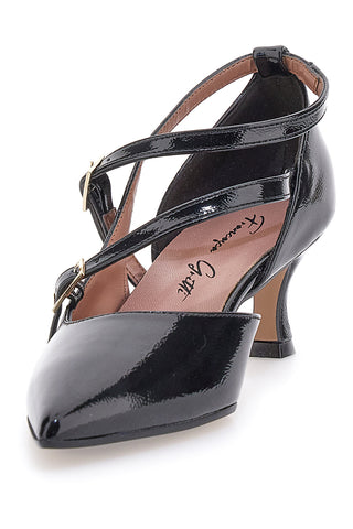 Francesca Gritti P6040 Schwarze Doppelriemen-Pumps