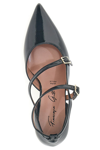 Francesca Gritti P6040 Schwarze Doppelriemen-Pumps