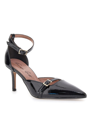 Francesca Gritti P8049 Schwarze Lackpumps mit Riemchenabsatz