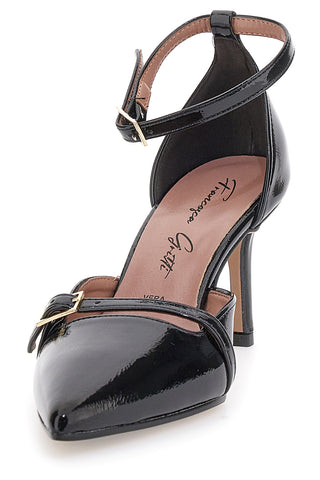 Francesca Gritti P8049 Schwarze Lackpumps mit Riemchenabsatz