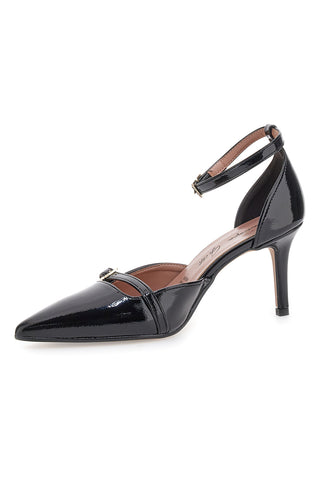 Francesca Gritti P8049 Schwarze Lackpumps mit Riemchenabsatz