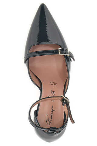 Francesca Gritti P8049 Schwarze Lackpumps mit Riemchenabsatz