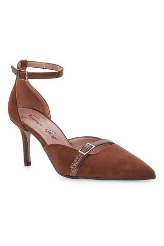 Francesca Gritti P8049 Braune Riemchenpumps mit Stilettoabsatz