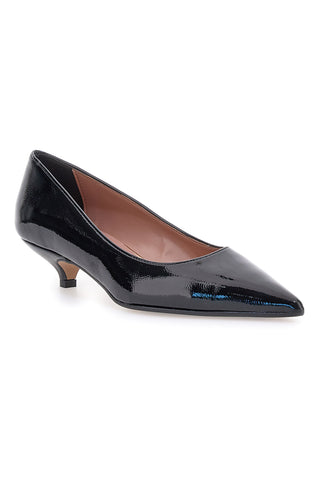 Francesca Gritti P3031 Schwarze Pumps aus Lackleder mit spitzer Zehenpartie und niedrigem Absatz