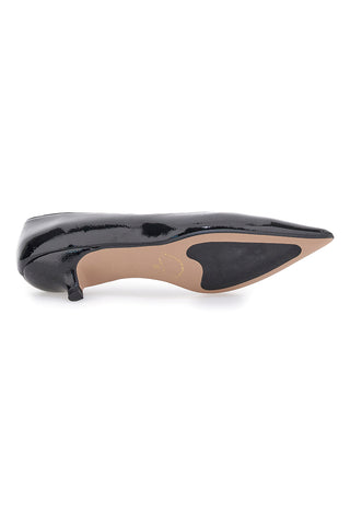 Francesca Gritti P3031 Schwarze Pumps aus Lackleder mit spitzer Zehenpartie und niedrigem Absatz