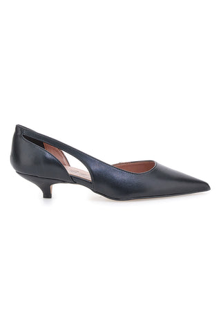 Francesca Gritti P3042 schwarze Pumps mit niedrigem Absatz und seitlichem Ausschnitt