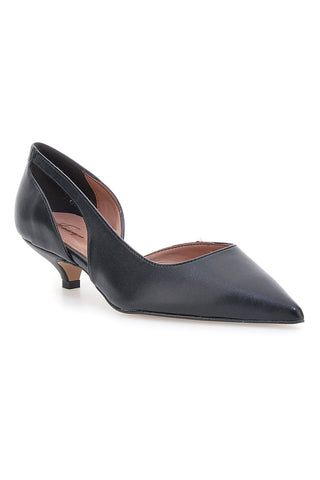 Francesca Gritti P3042 schwarze Pumps mit niedrigem Absatz und seitlichem Ausschnitt