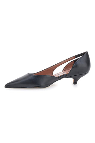 Francesca Gritti P3042 schwarze Pumps mit niedrigem Absatz und seitlichem Ausschnitt
