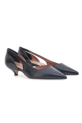 Francesca Gritti P3042 schwarze Pumps mit niedrigem Absatz und seitlichem Ausschnitt