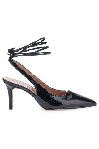 Francesca Gritti P7045 schwarze Pumps mit Knöchelriemen und Stilettoabsatz