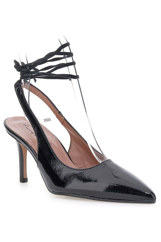 Francesca Gritti P7045 schwarze Pumps mit Knöchelriemen und Stilettoabsatz