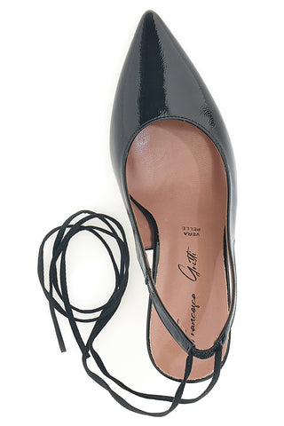 Francesca Gritti P7045 schwarze Pumps mit Knöchelriemen und Stilettoabsatz