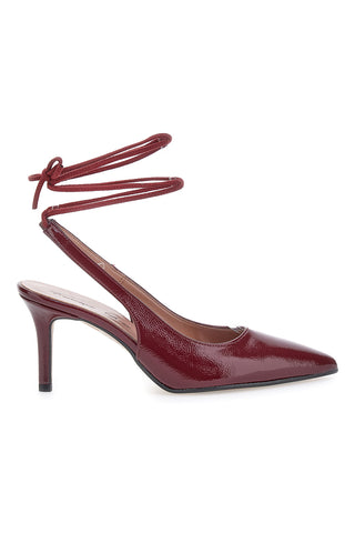 Francesca Gritti P7045 Burgunderrote Pumps mit spitzer Spitze und Knöchelriemen