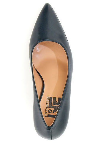 Schwarze Pumps mit spitzer Spitze und Spool-Absatz von Pittarello Love 1907