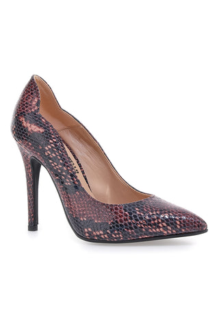 Décolleté bordeaux con stampa pitonata tacco alto Pittarello love 3478