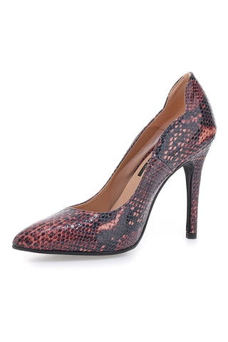 Décolleté bordeaux con stampa pitonata tacco alto Pittarello love 3478