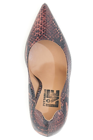 Décolleté bordeaux con stampa pitonata tacco alto Pittarello love 3478