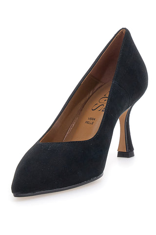 Décolleté nere in pelle scamosciata con tacco Pittarello Plus 777 Made in Italy