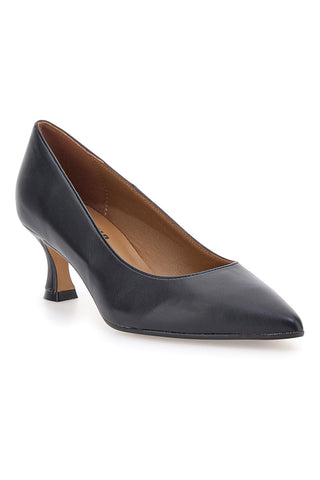 Pittarello Plus 555 Schwarze Pumps aus Leder mit mittlerem Absatz, hergestellt in Italien