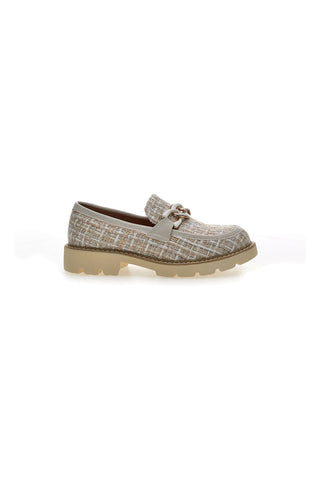 Beige Slipper aus gewebtem Stoff mit Hufeisen Le havre paris BL60303C