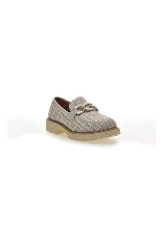 Mocassini beige in tessuto intrecciato con morsetto Le havre paris BL60303C