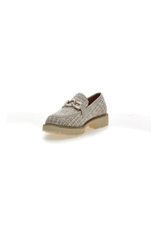 Mocassini beige in tessuto intrecciato con morsetto Le havre paris BL60303C