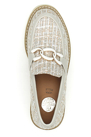 Mocassini beige in tessuto intrecciato con morsetto Le havre paris BL60303C