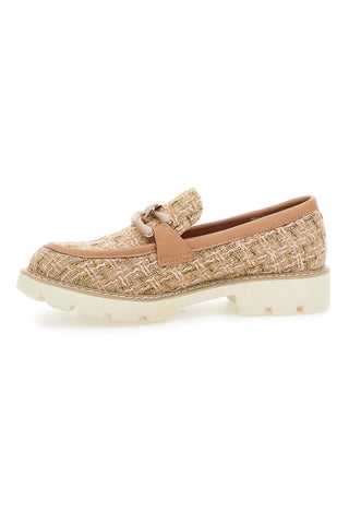 Mocassini camel in tessuto intrecciato con morsetto Le havre paris BL60303C