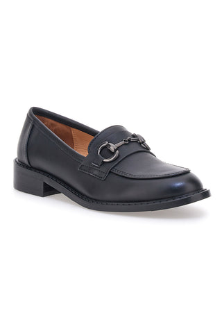 Le Havre Paris 666K01 Schwarze Loafer mit dekorativer Trensenverzierung