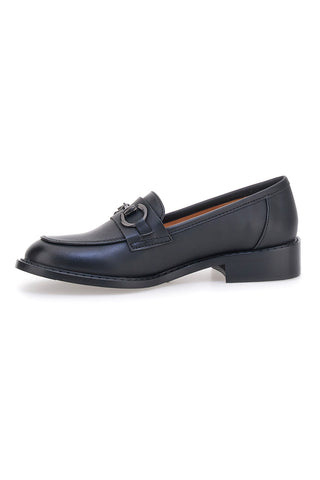 Le Havre Paris 666K01 Schwarze Loafer mit dekorativer Trensenverzierung