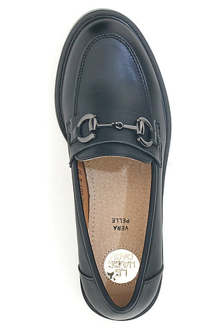 Le Havre Paris 666K01 Schwarze Loafer mit dekorativer Trensenverzierung