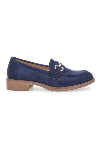 Blaue Mokassins mit Hufeisen und Innensohle aus Leder Le havre paris RQ2652
