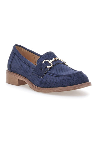 Mocassini blu con morsetto e sottopiede in pelle Le havre paris RQ2652
