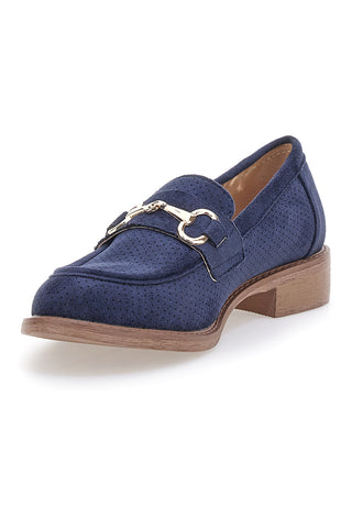 Mocassini blu con morsetto e sottopiede in pelle Le havre paris RQ2652
