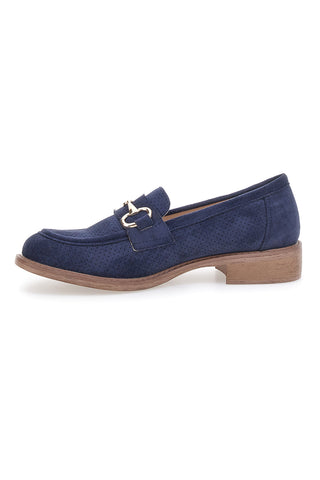 Mocassini blu con morsetto e sottopiede in pelle Le havre paris RQ2652