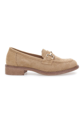 Beige Mokassins mit Hufeisen Le havre paris RQ2652