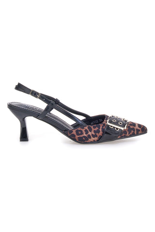 Décolleté Animalier e Nero slingback tacco medio Mon dieu APY22