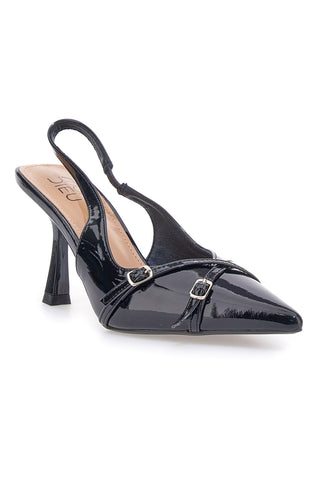 Décolleté Nero effetto vernice slingback con cinturini Mon dieu CMJ2405315