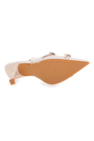 Décolleté Beige Chiaro effetto vernice slingback con cinturini Mon dieu CMJ2405315
