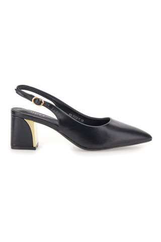 Schwarze Pumps mit mittlerem Absatz und Fersenriemchen Mon dieu DQ50233